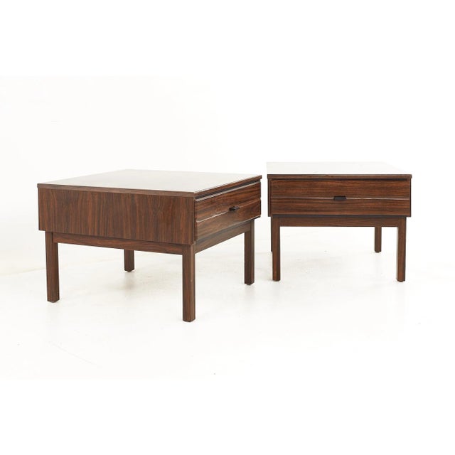 American of Martinsville Mid Century Rosewood End Tables - A Pair Each nightstand measures: 25 wide x 28 deep x 19 inches...