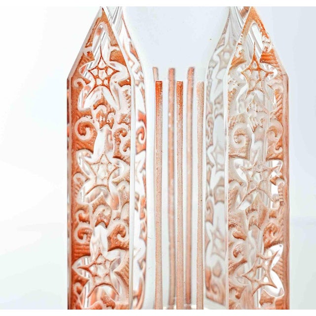 1930s Art Deco Clear Glass Bottle with Red Inlays by Karl Palda, 1930s For Sale - Image 5 of 6