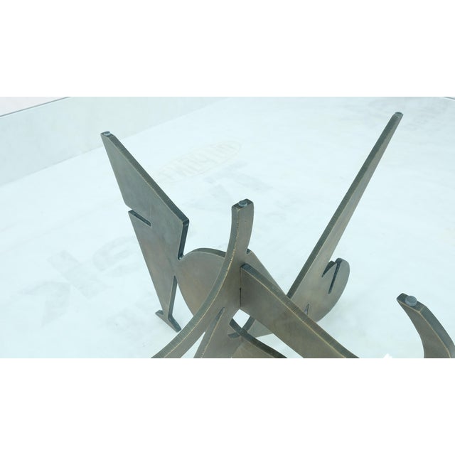 Pucci de Rossi Signed Heavy Cut Bronze Sheet Figurines Base Square Coffee Table For Sale - Image 9 of 12