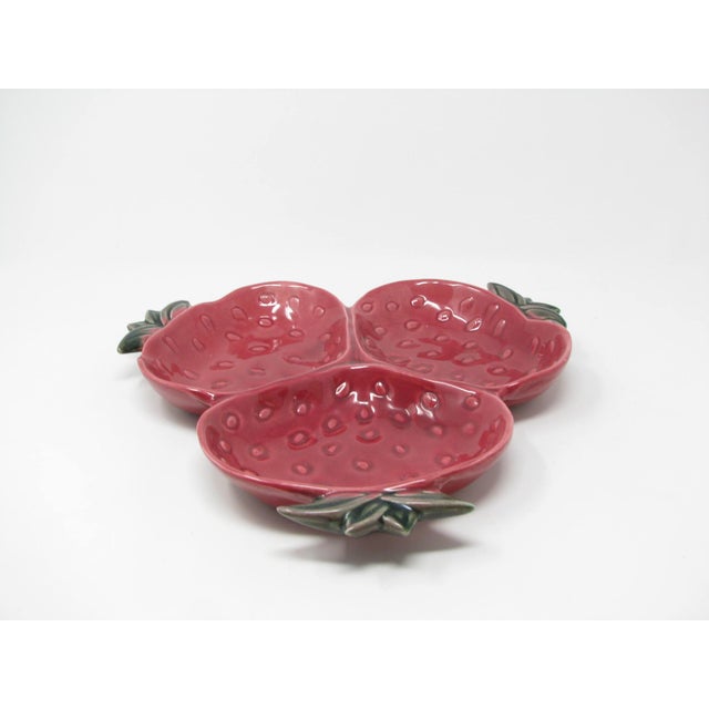 Vintage Cemar strawberry shaped three well serving or relish dish. Marked "Cemar" and "750". ABOUT Cemar Clay Products was...