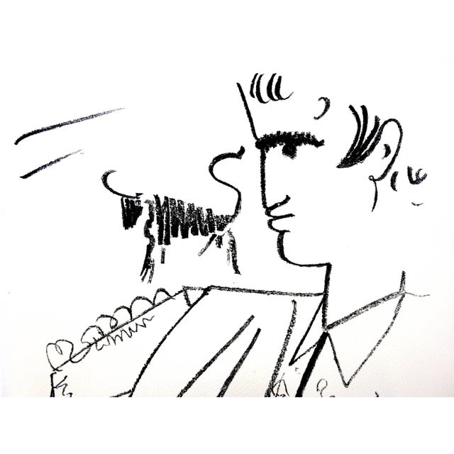 Jean Cocteau - Portrait - Original Lithograph 1965 For Sale - Image 3 of 5