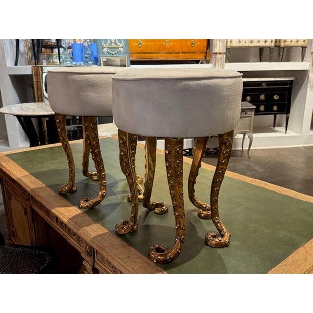 Modern Pair of Heavy Gilt Iron Octopus Benches For Sale - Image 3 of 5