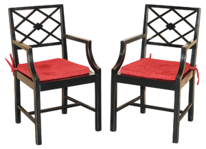 Vintage Chinese Ebonised Side Chairs, Set of 2