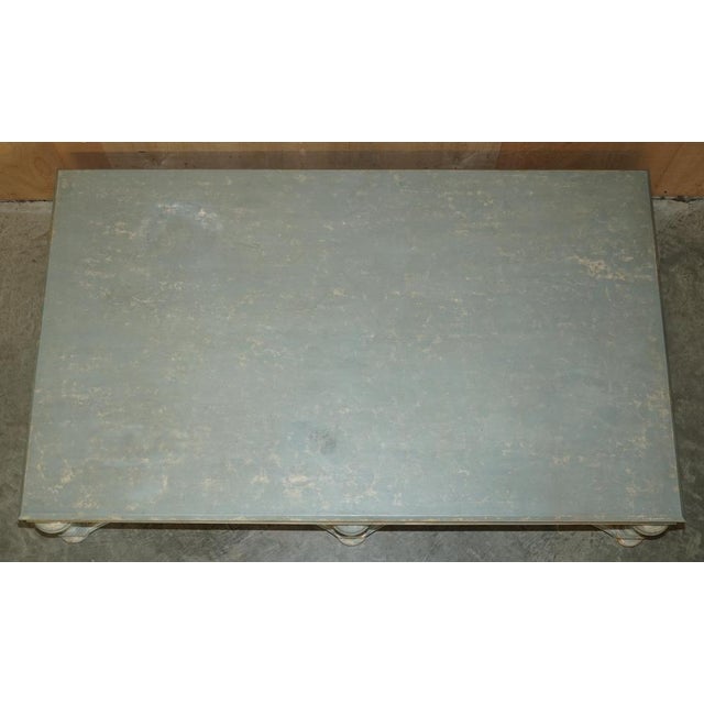Solid Six Pillar French Country House Coffee Table in Original Paint For Sale - Image 10 of 18