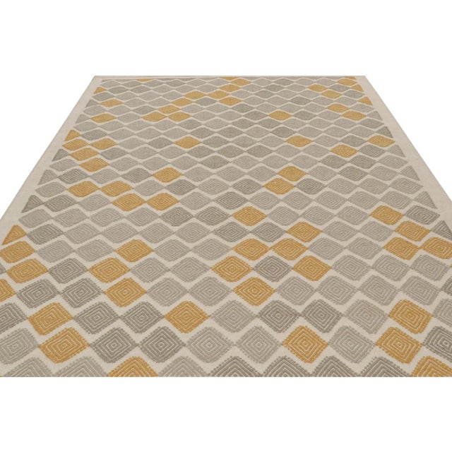 Tribal Rug & Kilim’s Scandinavian Style Rug in Grey & Gold Patterns For Sale - Image 3 of 7