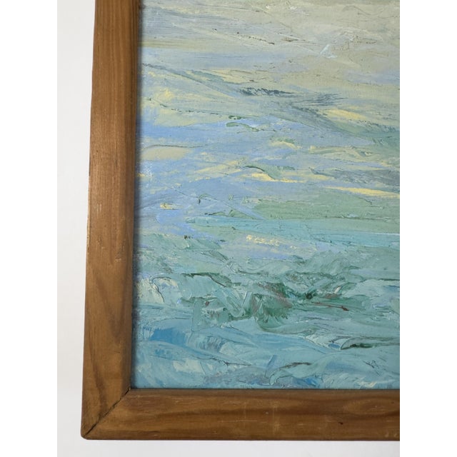 Large French Vintage Mediterranean Coastal Seascape Oil Painting on Canvas, Wood Framed For Sale - Image 14 of 18