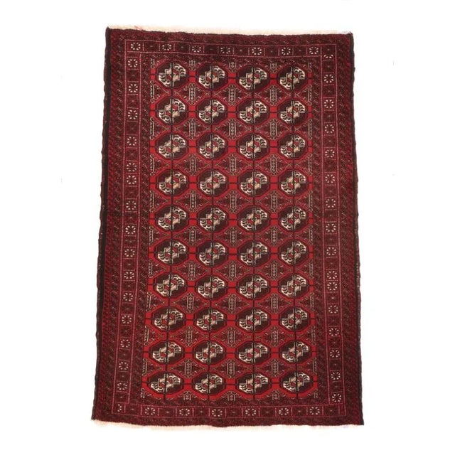 1950s Semi-Antique Persian Bokara Rug- 4′ × 5′10″ For Sale - Image 5 of 5