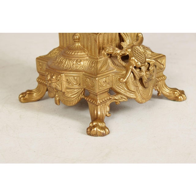 Metal Brevettato Italian Pair of Marble and Gilt Bronze Candelabra For Sale - Image 7 of 12
