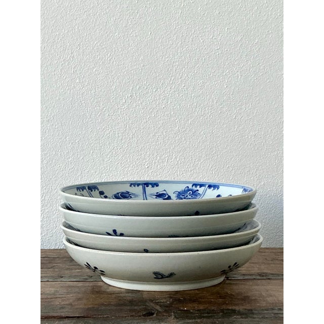 Vintage Asian Floral Glazed Ceramic Plates - Set of 4 For Sale - Image 11 of 12