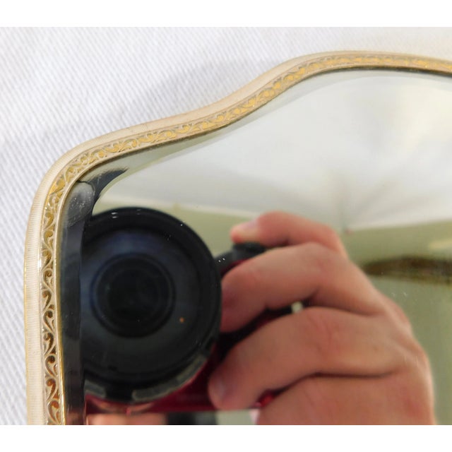 Vintage Victorian Gold Metallic Rose Floral Brush & Handheld Mirror Vanity Set For Sale - Image 10 of 10