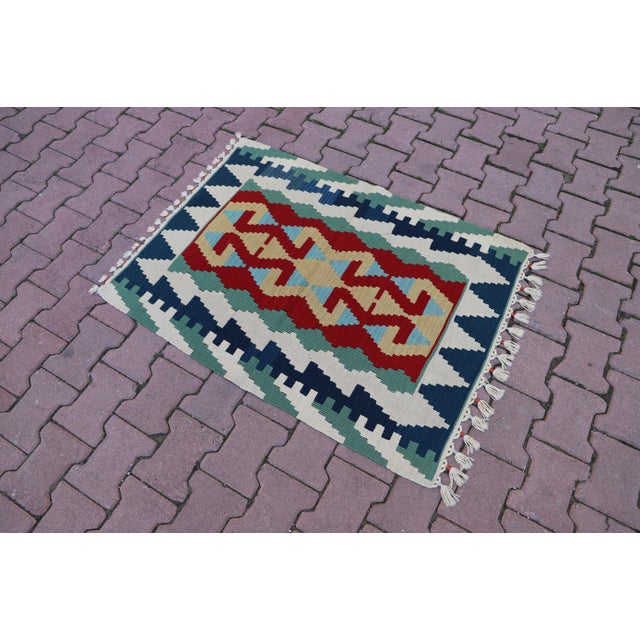 Size: 2.8 x 3.7 ft ( 86 x 114 cm) 34 x 45 inches Color: Blue, Red, Green-Mint, Navy Blue, Beige, White Material: 100% Hand...