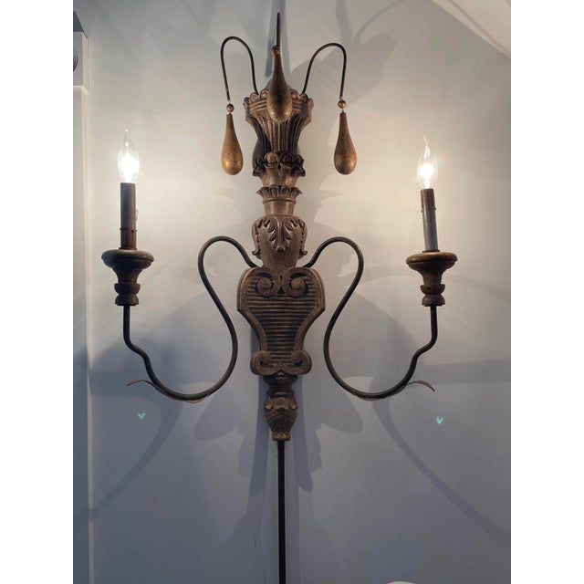 Wooden Guilded Wall Sconce For Sale - Image 4 of 6
