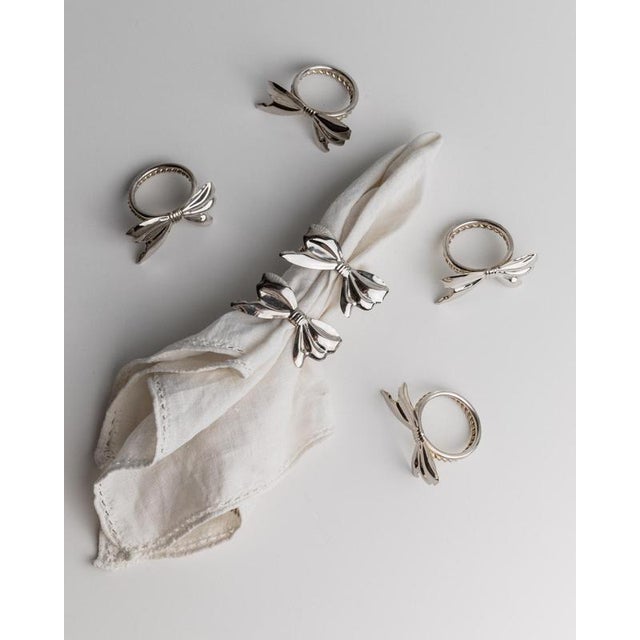 Vintage Silver-Plated Ribbon Napkin Rings, 1970s, Set of 6 For Sale - Image 10 of 11