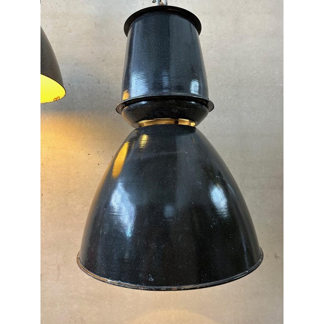 Black Industrial Enamel Ceiling Lamps, Set of 2 For Sale - Image 8 of 15