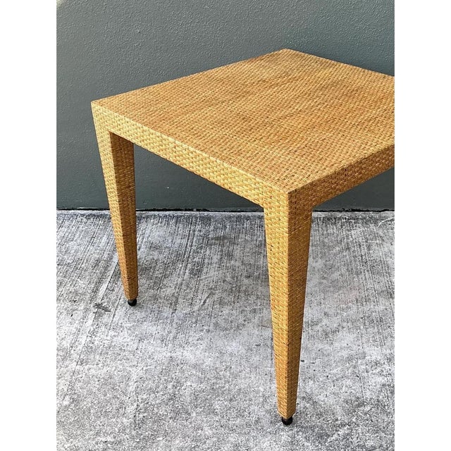 Mid-Century Modern Vintage Baker Milling Road Rattan Square Game Table For Sale - Image 3 of 12