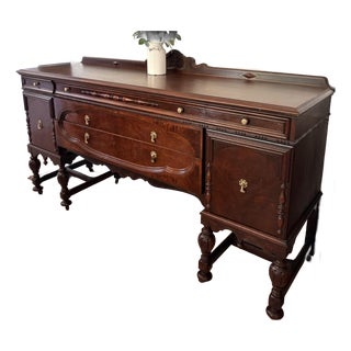 Jacobean Antique 1920s Walnut Buffet Sideboard For Sale