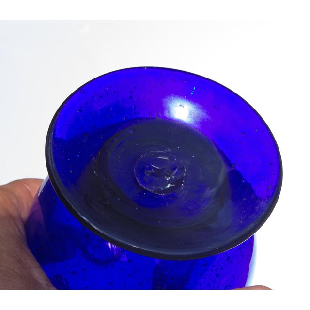 Persian Royal Blue Glass Ewer 19th Century For Sale - Image 4 of 4