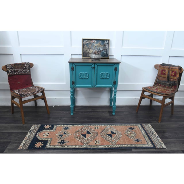 1970s Vintage Turkish Handmade Wool Cotton Orange Runner Rug For Sale In San Francisco - Image 6 of 11