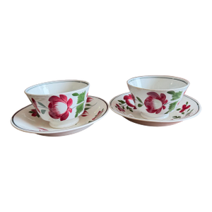 A Very Nice Pair of Antique Staffordshire Early Adam’s Rose Cup & Saucer, Circa 1830