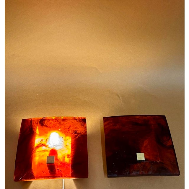 Resin Wall Lights, 1970s, Set of 2 For Sale - Image 6 of 7