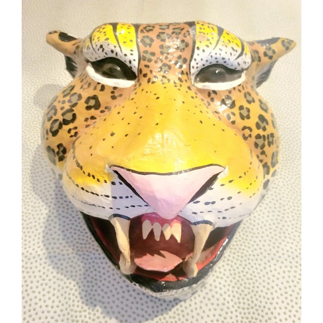 Huge Whimsical Paper Mache Italian Colorful Tiger Wall Mask Room Decor For Sale - Image 9 of 9