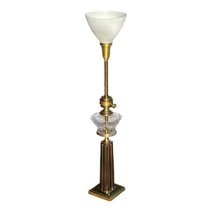1950s Mid-Century Modern Stiffel Brass & Glass Oil Reservoir Table Lamp