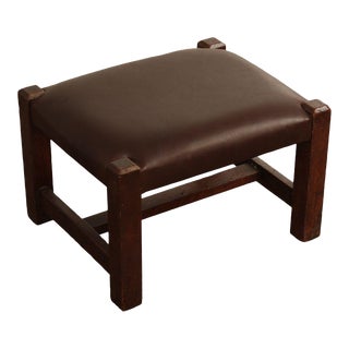 Antique Mission Oak & Leather Foot Stool For Sale
