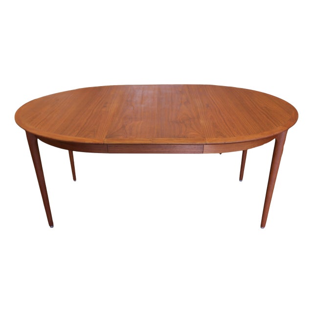 Round Teak Dining Table with Two Extension Leaves from Svend Aage Madsen, 1960s For Sale
