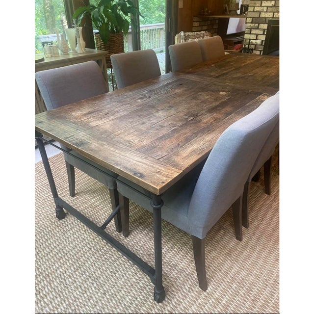 Restoration Hardware Vintage Salvaged European Solid Wood and Iron Table From Retired Restoration Hardware Collection For Sale - Image 4 of 8