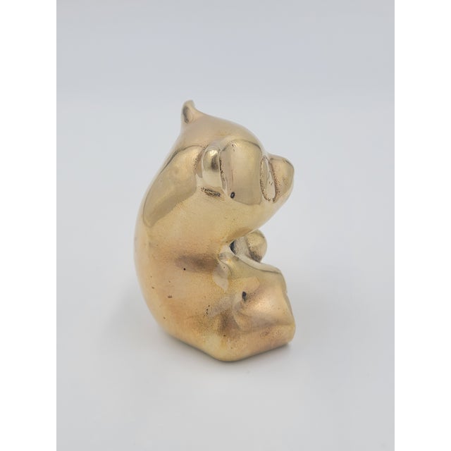 Seated Mid 20th Century Solid Brass Panda Figurine For Sale - Image 4 of 12