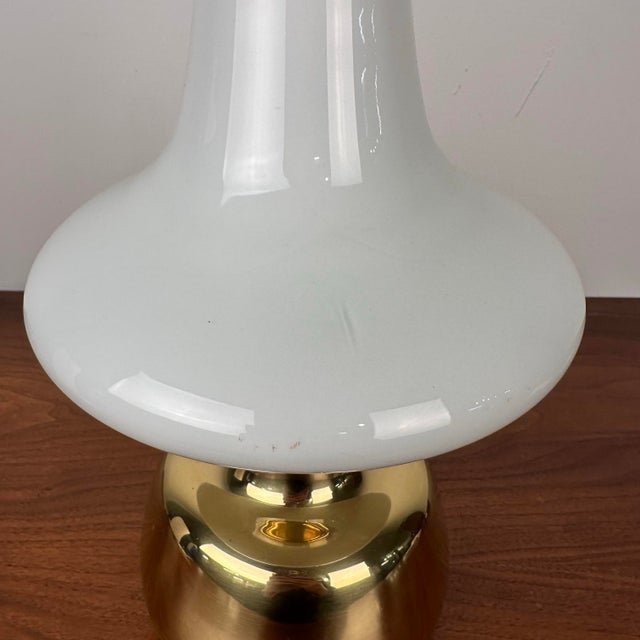 Drastic New Danish Louis Poulsen & Co. Petronella Oil Lamp by Henning Koppel Glass and Brass For Sale In Cleveland - Image 6 of 12