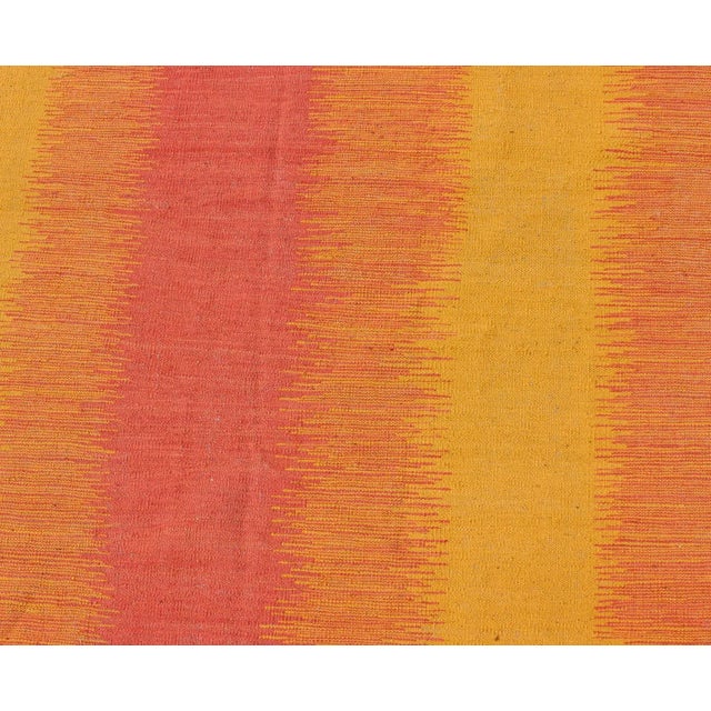 2020s Sunset Striped Afghan Kilim Rug in Yellow, Orange, Coral For Sale - Image 4 of 12