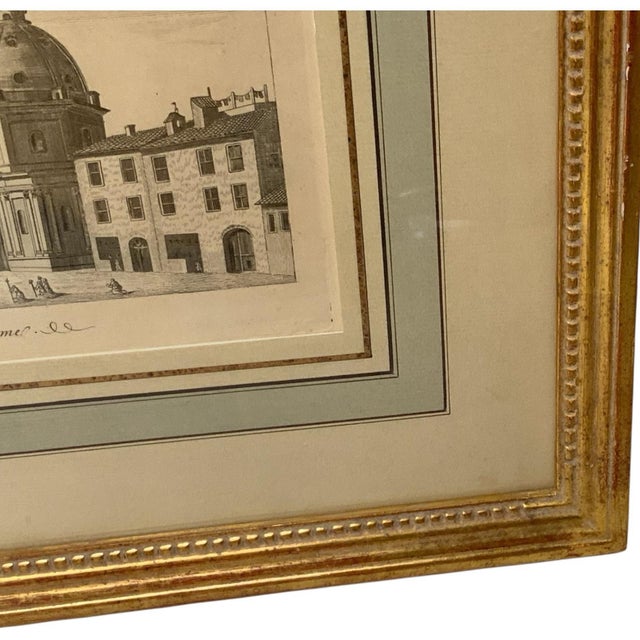 18th C. Antique Copperplate Engraving "View of Trajan's Pillar at Rome" - Framed Folio Print For Sale In Palm Springs - Image 6 of 11