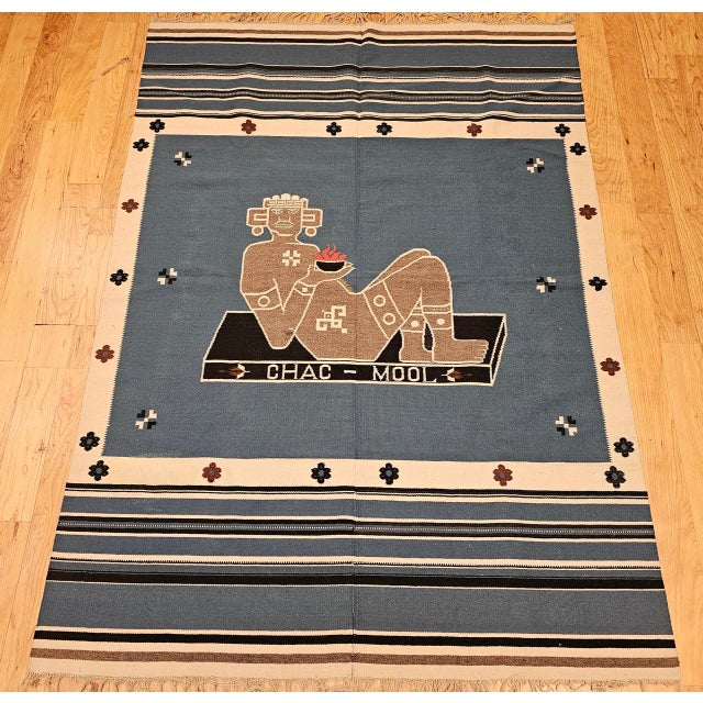 From the workshops of Coahuila in northern Mexico comes this striking vintage Texcoco kilim, handwoven in the early 20th...