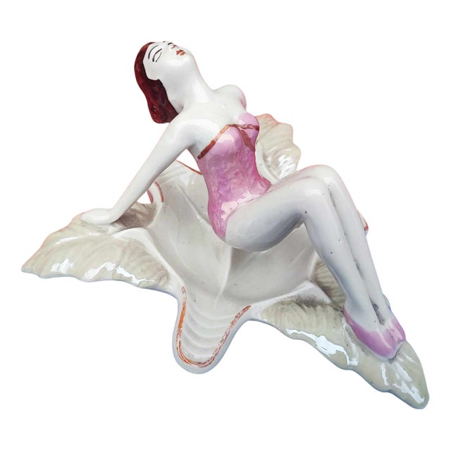 Porcelain Lady Figure Ashtray by Steatyt Katowice, 1960s For Sale