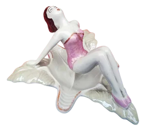 Porcelain Lady Figure Ashtray by Steatyt Katowice, 1960s