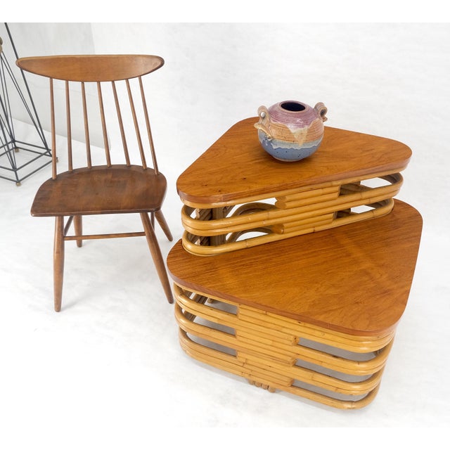 Brown Paul Frankl Side Table Rattan Bamboo Mid Century Modern c1960s MINT For Sale - Image 8 of 13