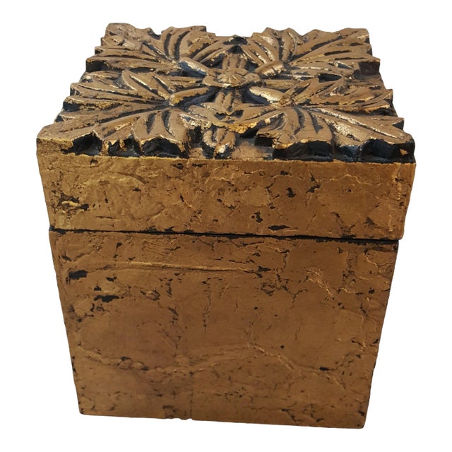 Arts and Crafts Speer Decorative Gold Floral Box For Sale