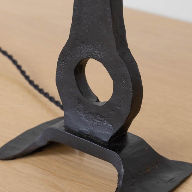 1950s French Heavy Iron Brutalist Lamp For Sale - Image 11 of 12