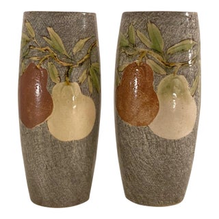 1950s Japanese Pottery Vases- a Pair For Sale