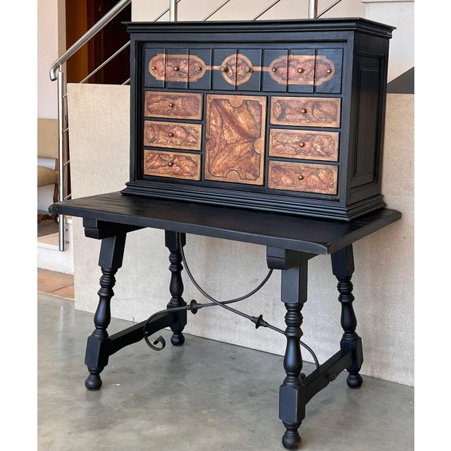 20th Century Spanish Baroque Style Cabinet on Stand, Bargueno or Varqueno For Sale - Image 17 of 18