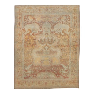 19th Century Antique Zabihi Collection Square Agra Pictorial Animal Rug For Sale