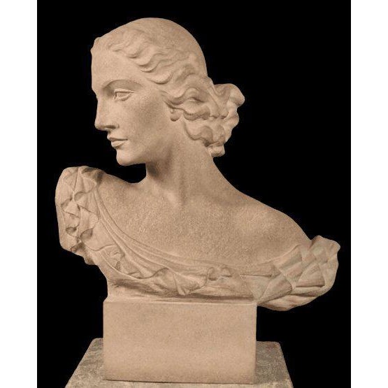 Stone S. Bonome, Art Deco Sculpture Bust of a Woman, Stoneware For Sale - Image 7 of 7