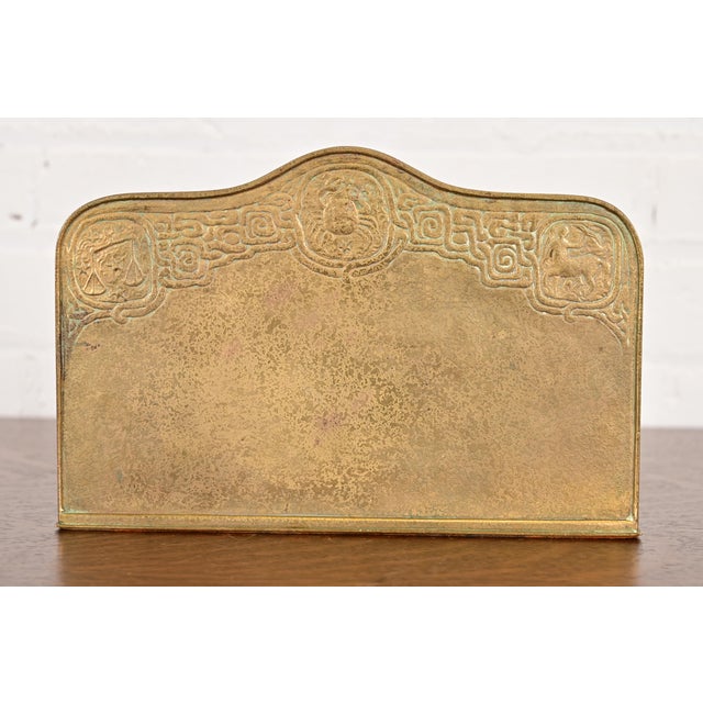 Tiffany Studios New York Zodiac Pattern Bronze Doré Letter Rack For Sale - Image 10 of 13