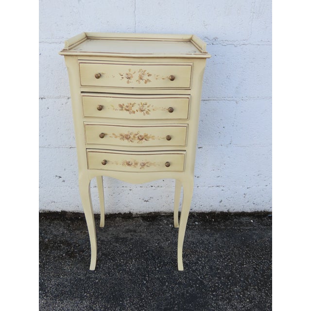 French Shabby Chic Painted Tall Narrow Nightstand Side End Table 6327 For Sale - Image 13 of 15