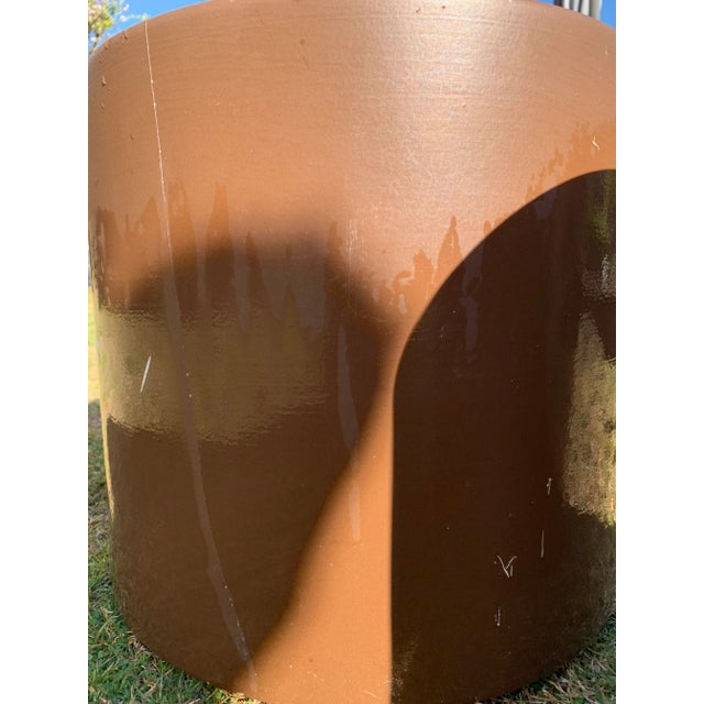 1960s Mid Century Brown Glazed Gainey Pots- A Pair For Sale - Image 5 of 13