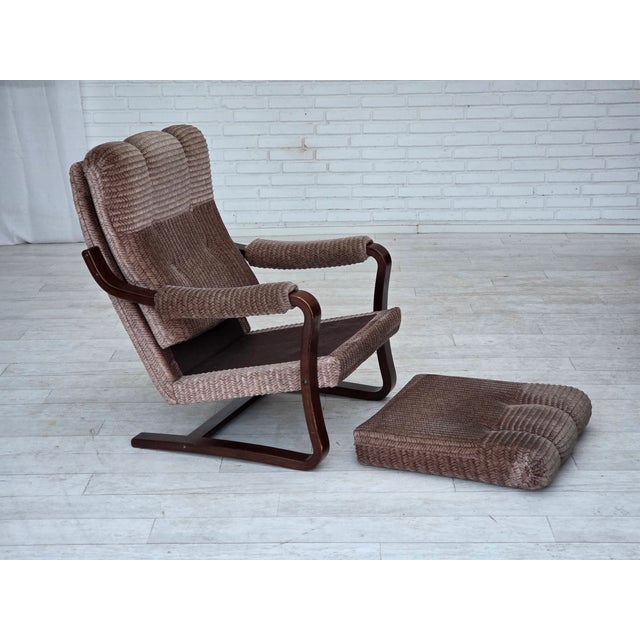 Vintage Danish Lounge Chair in Light Brown Furniture Corduroy, 1970s For Sale - Image 11 of 18