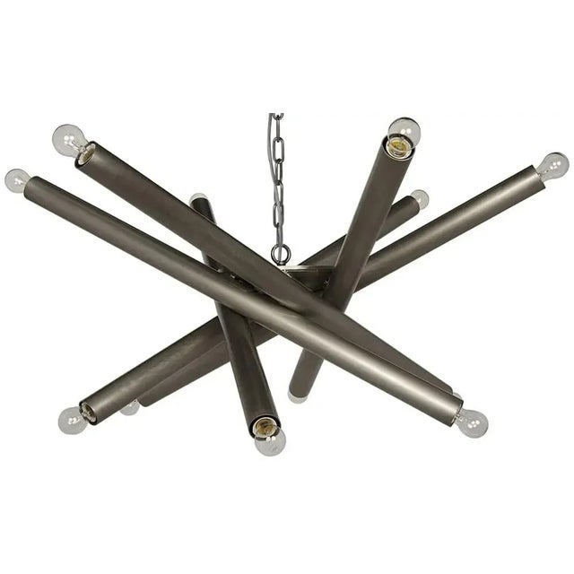 As much a light sculpture as a chandelier, the 12 bulb Lex has been handcrafted of metal. A burnished antique silver...