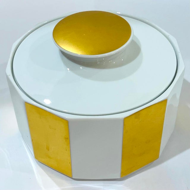 Rare 1980's Rosenthal Studio Line Gold Striped Vase and Bonbonniere by Tapio Wirkala For Sale - Image 9 of 13
