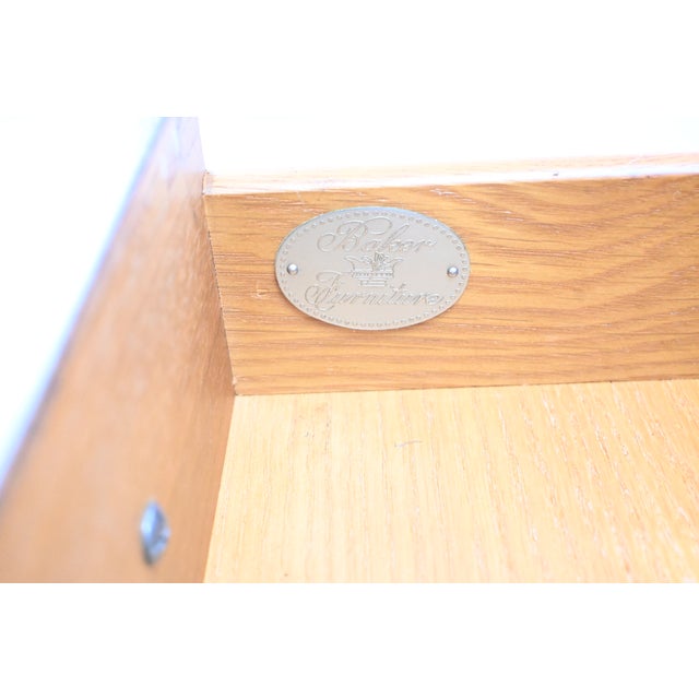 Baker Furniture Chippendale Style Console Table in Banded Cherry With Burled Drawer Fronts For Sale - Image 13 of 13